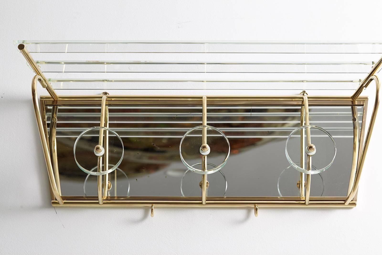 Italian Fontana Arte Style Glass and Brass Coat Rack 5