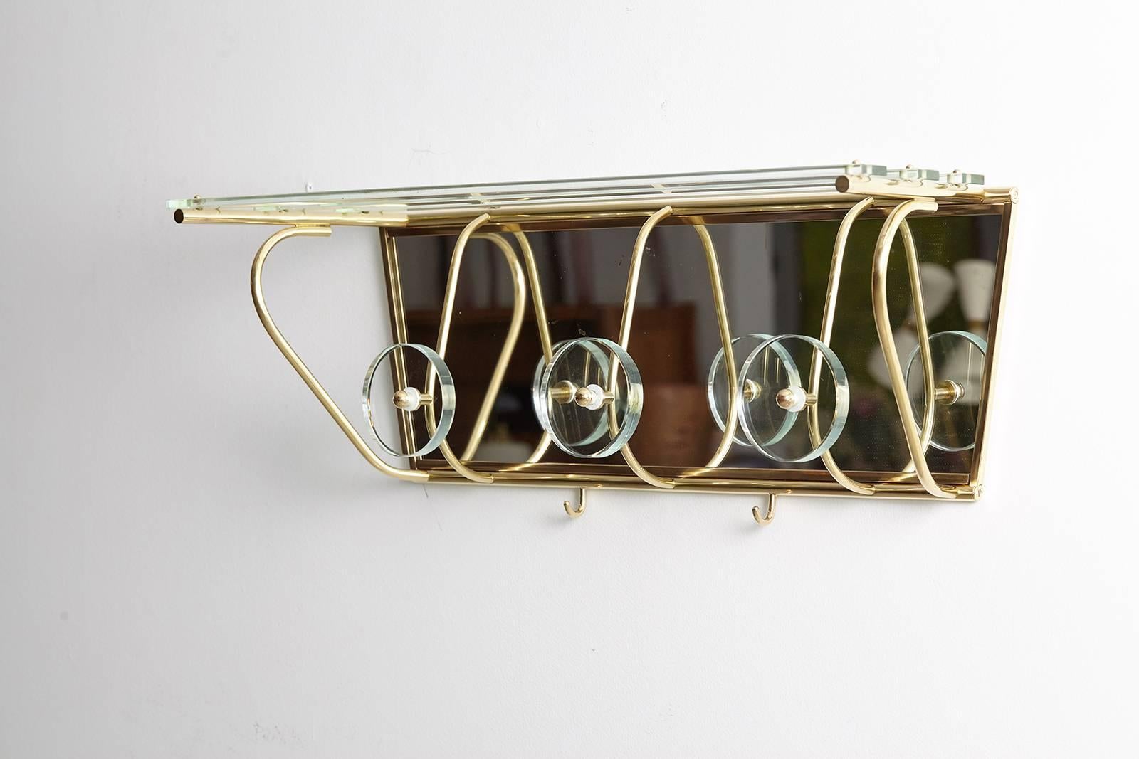 Italian Fontana Arte Style Glass and Brass Coat Rack 6