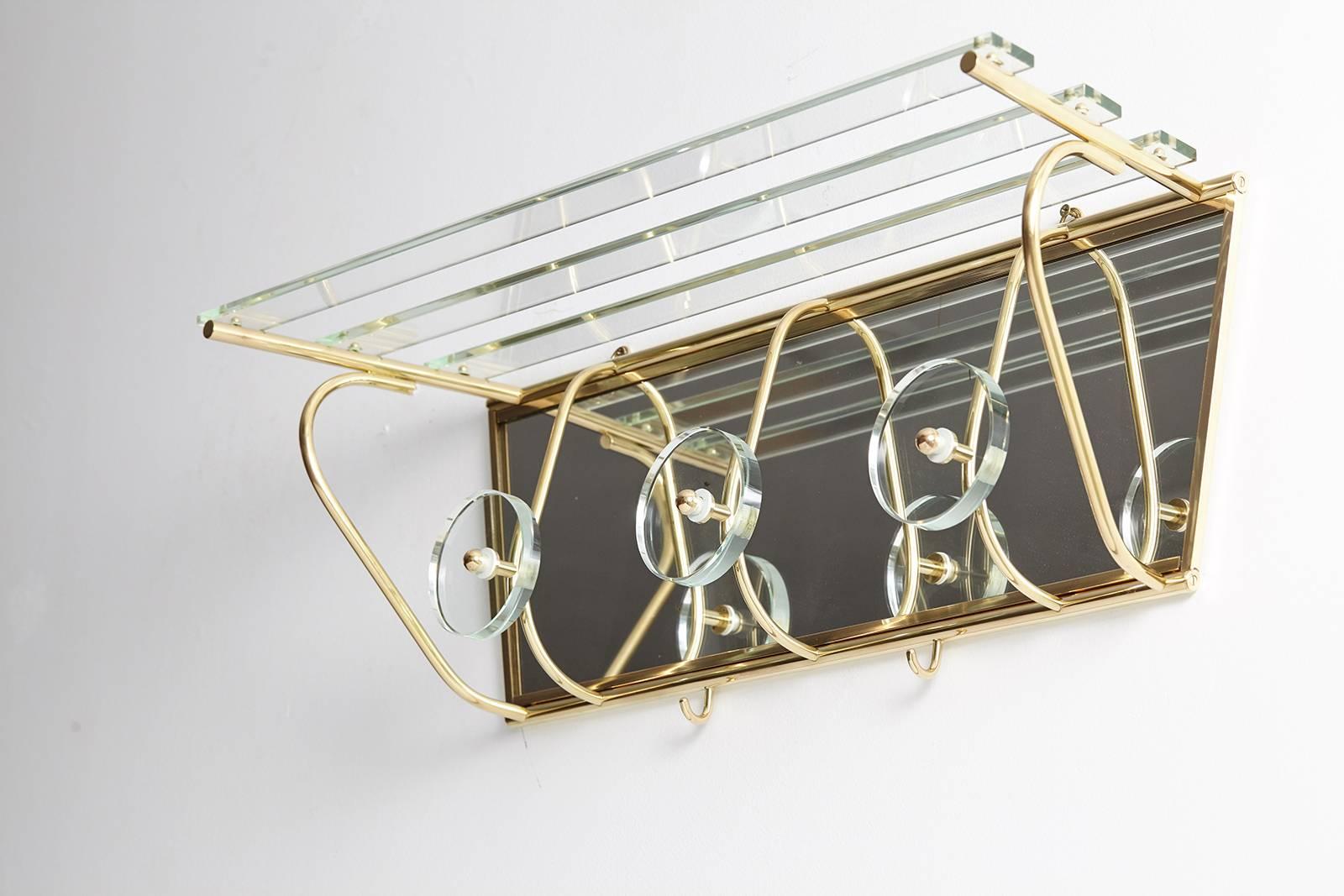 Italian Fontana Arte Style Glass and Brass Coat Rack 8