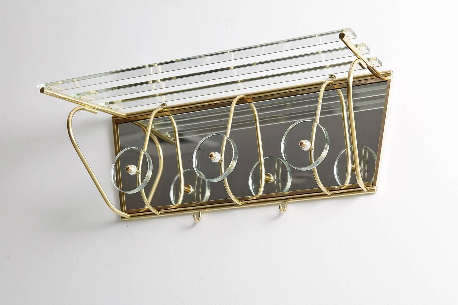 Italian Fontana Arte Style Glass and Brass Coat Rack 9
