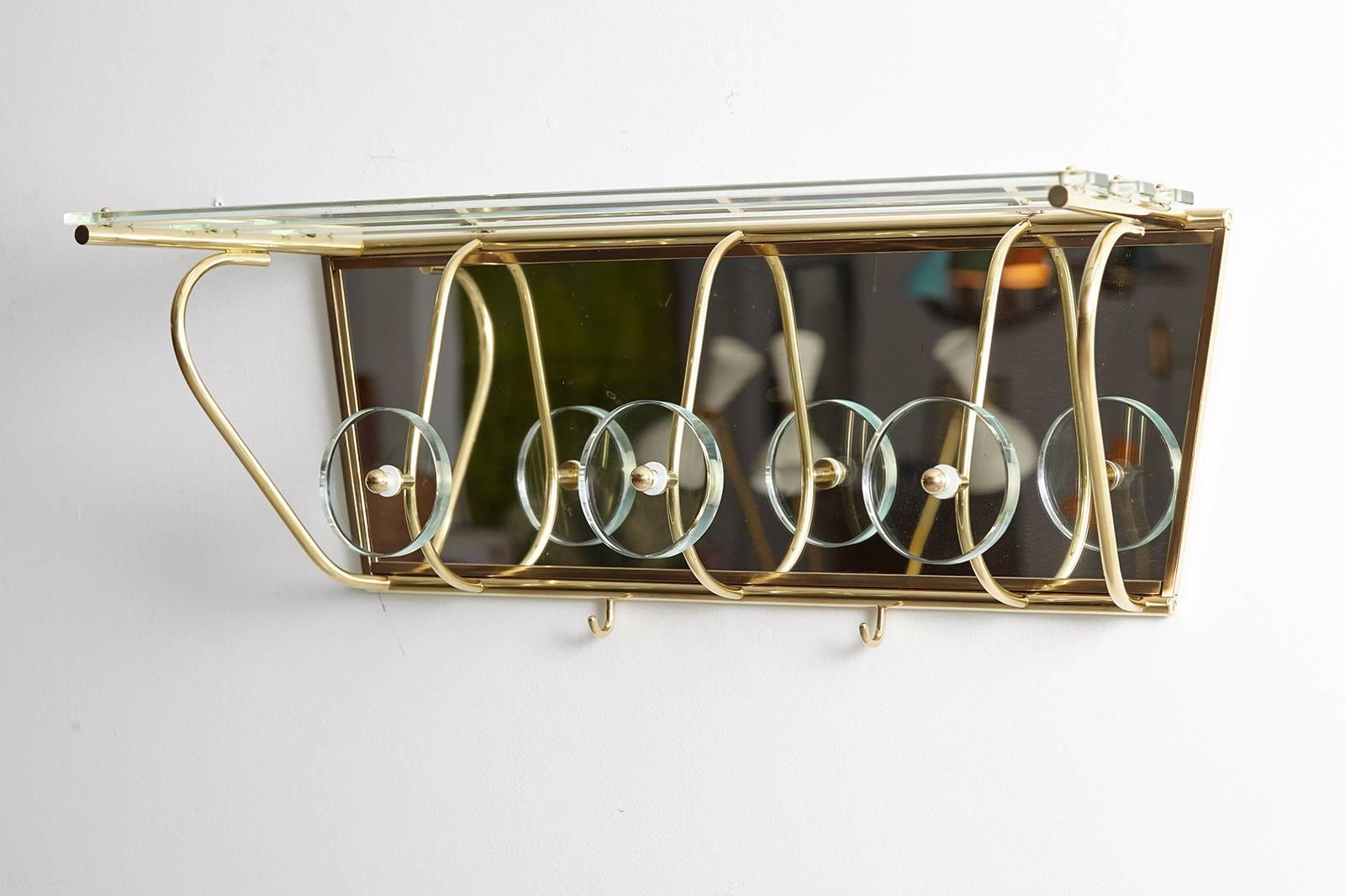 Italian Fontana Arte Style Glass and Brass Coat Rack 10