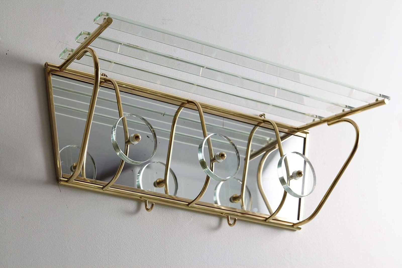 Italian Fontana Arte Style Glass and Brass Coat Rack 11