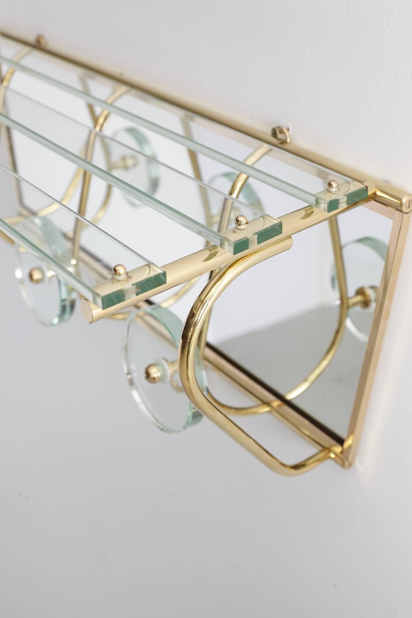 Italian Fontana Arte Style Glass and Brass Coat Rack 1