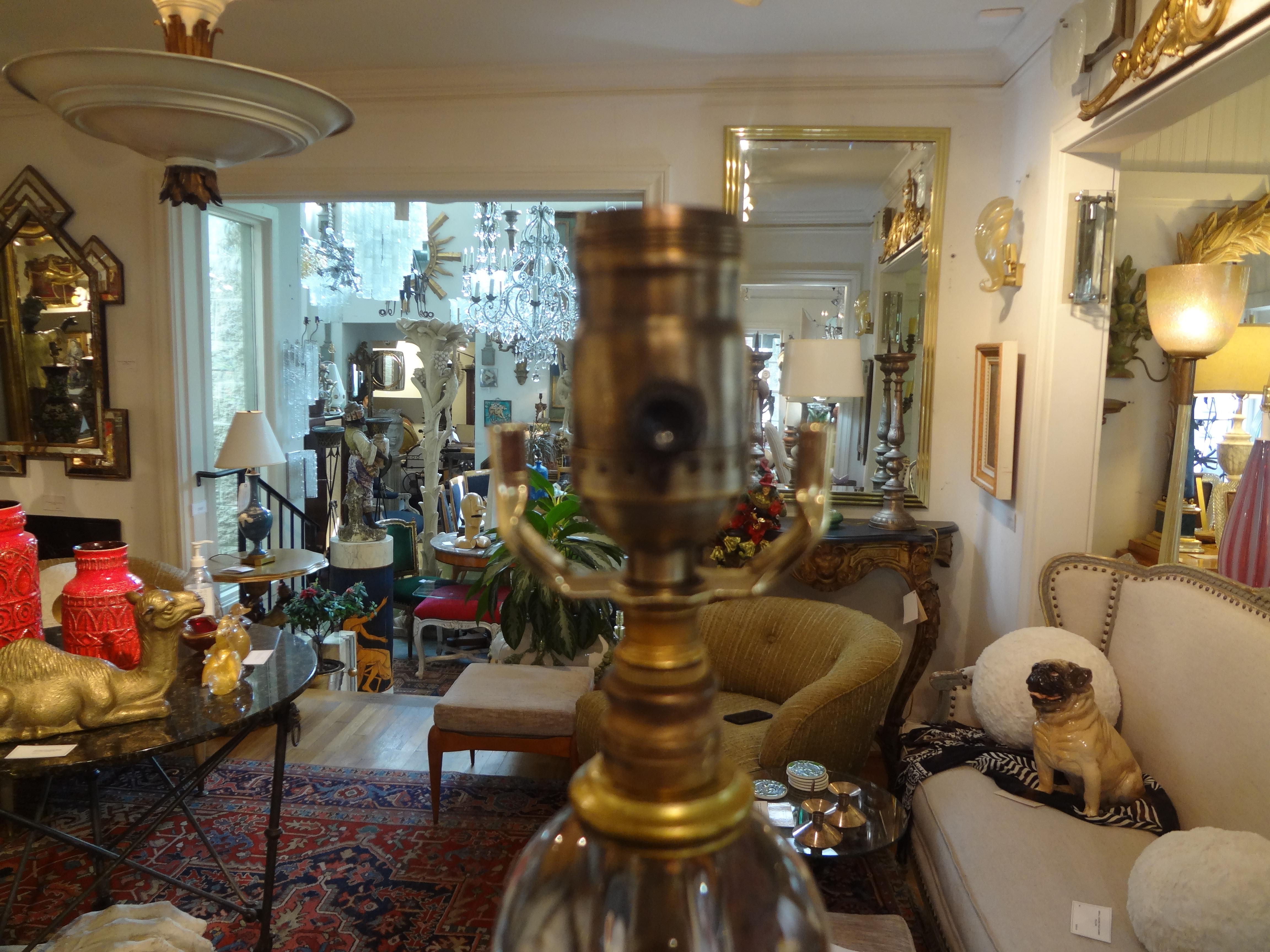 Italian Fontana Arte Style Glass and Bronze Floor Lamp For Sale 5
