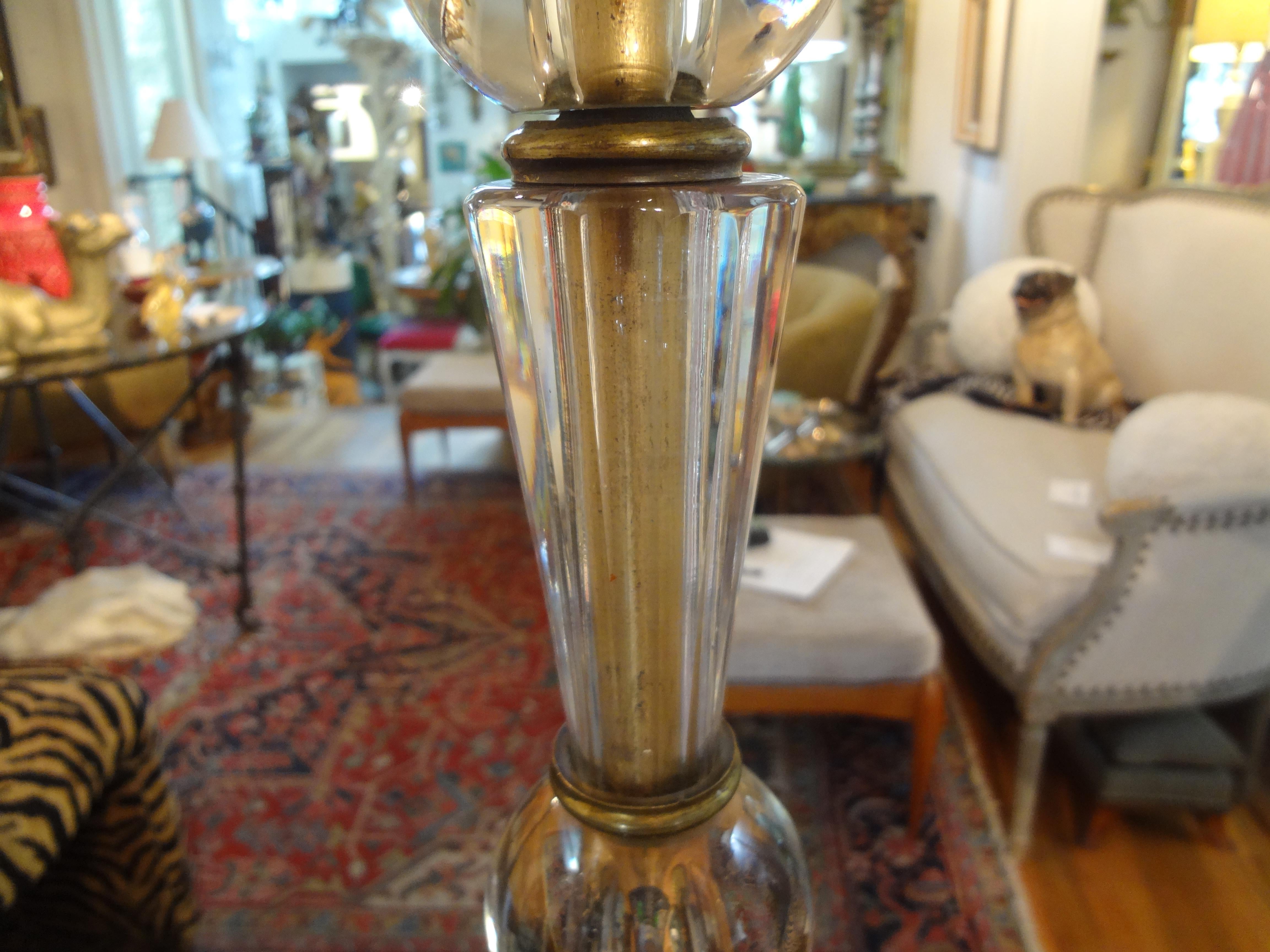 Mid-20th Century Italian Fontana Arte Style Glass and Bronze Floor Lamp For Sale