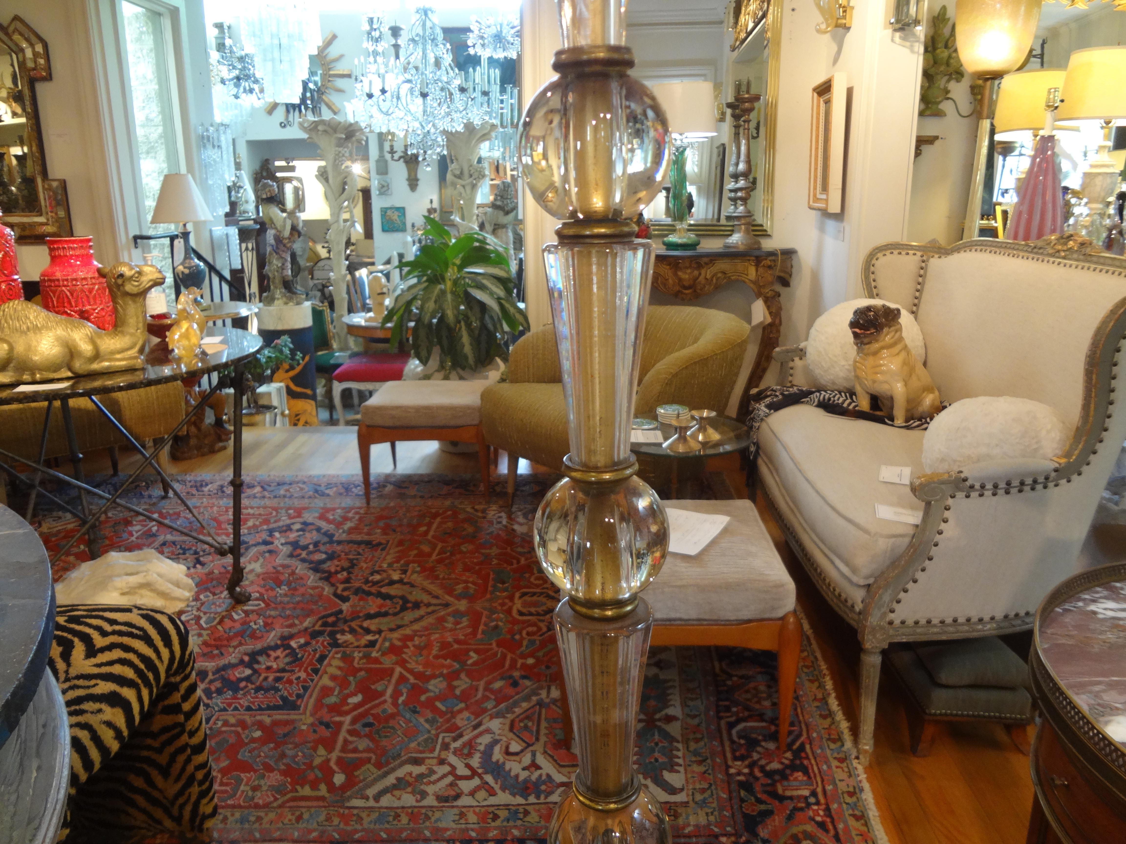 Italian Fontana Arte Style Glass and Bronze Floor Lamp For Sale 4