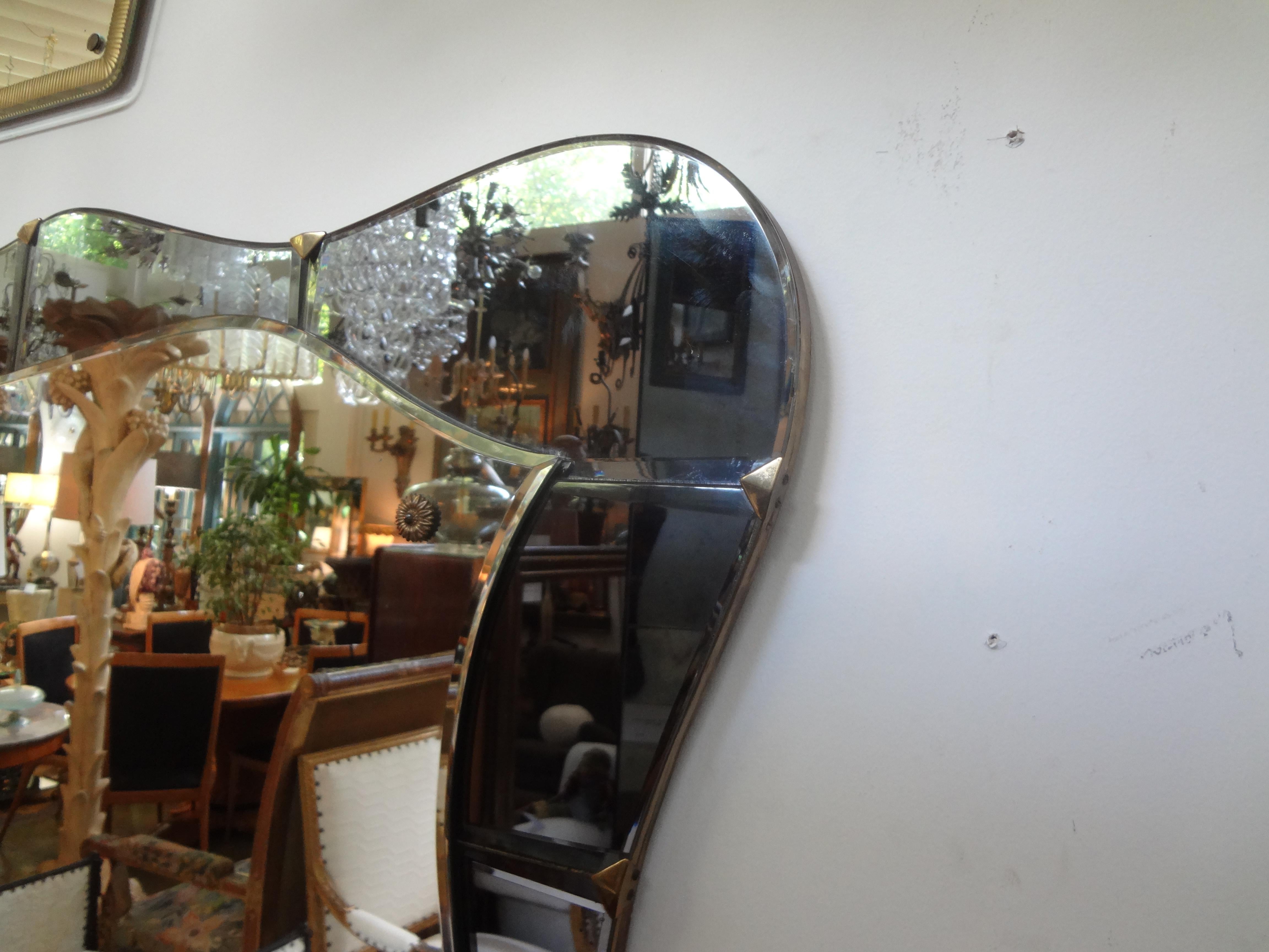 Italian Fontana Arte Style Horizontal Beveled Mirror with Bronze Mounts 5