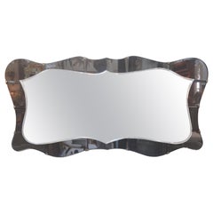 Italian Fontana Arte Style Horizontal Beveled Mirror with Bronze Mounts