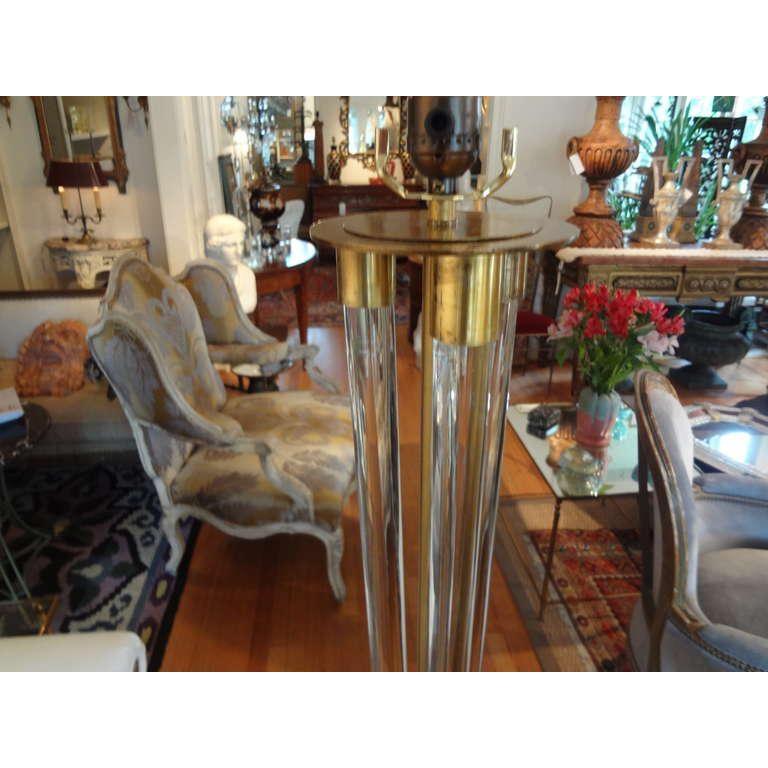 Italian Fontana Arte Style Murano Glass and Bronze Floor Lamp For Sale 1