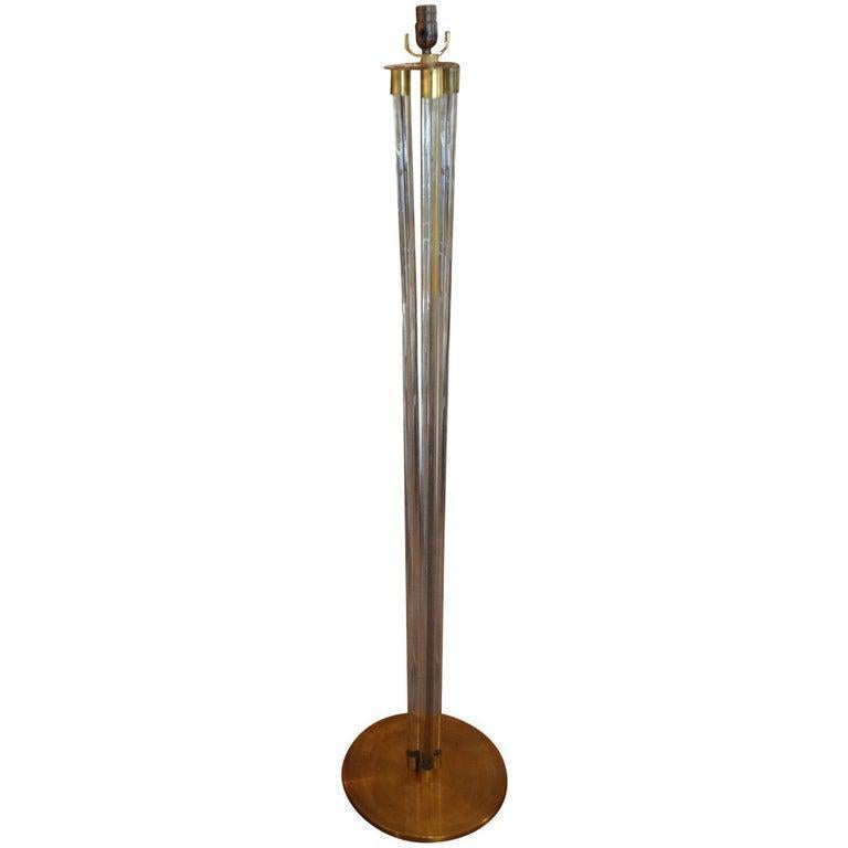 Italian Fontana Arte Style Murano Glass and Bronze Floor Lamp For Sale 4