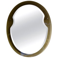 Italian Fontana Arte Style Oval Beveled Mirror