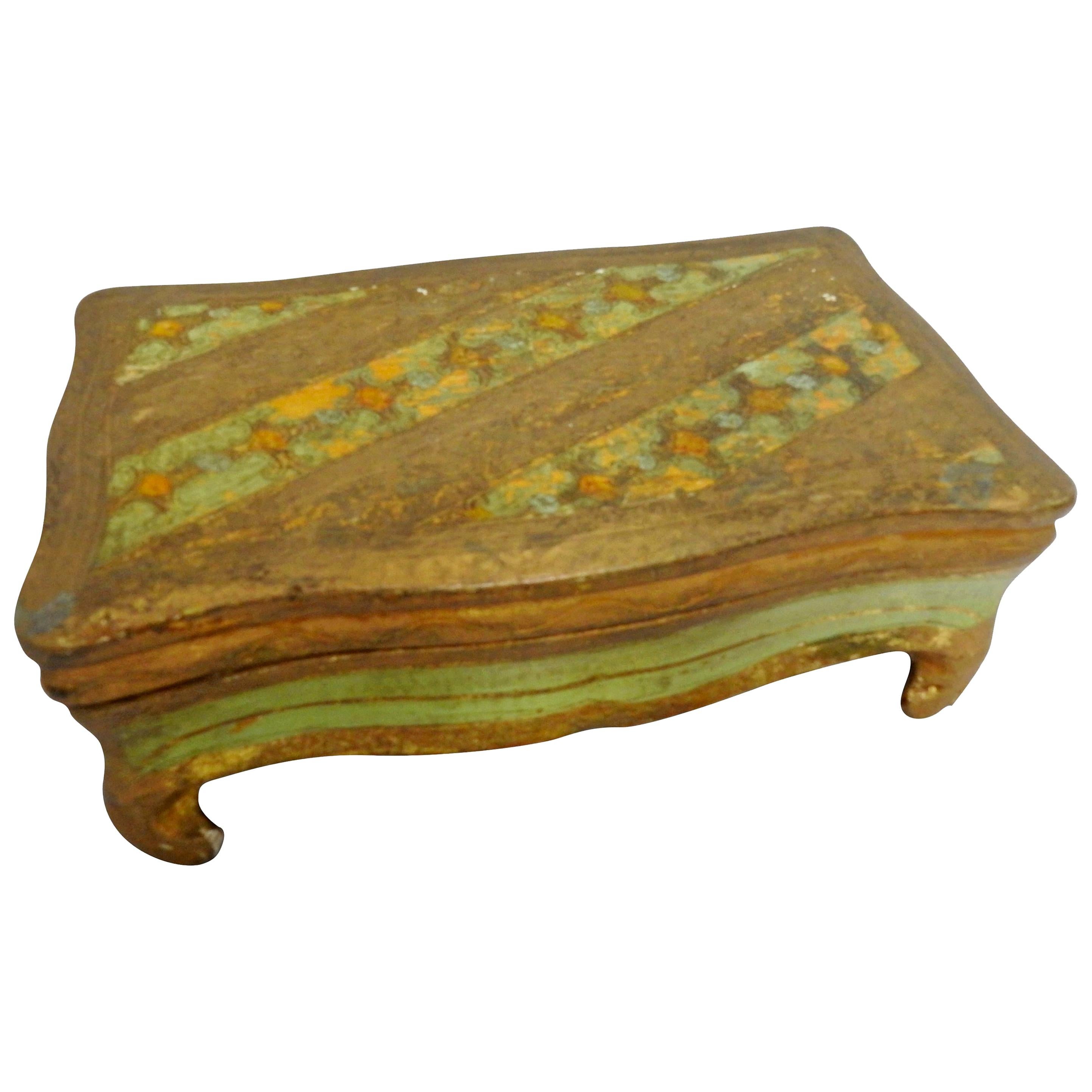 Italian Footed Florentine Box, Midcentury For Sale