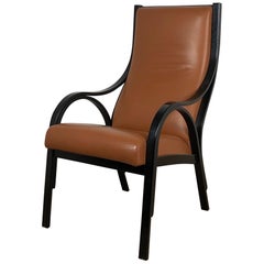 Italian for Poltrona Frau Cavour tobacco Leather black wood structure Armchair