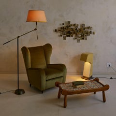 Italian Forest Green Velvet Lounge Chair with Down Cushion, 1950s