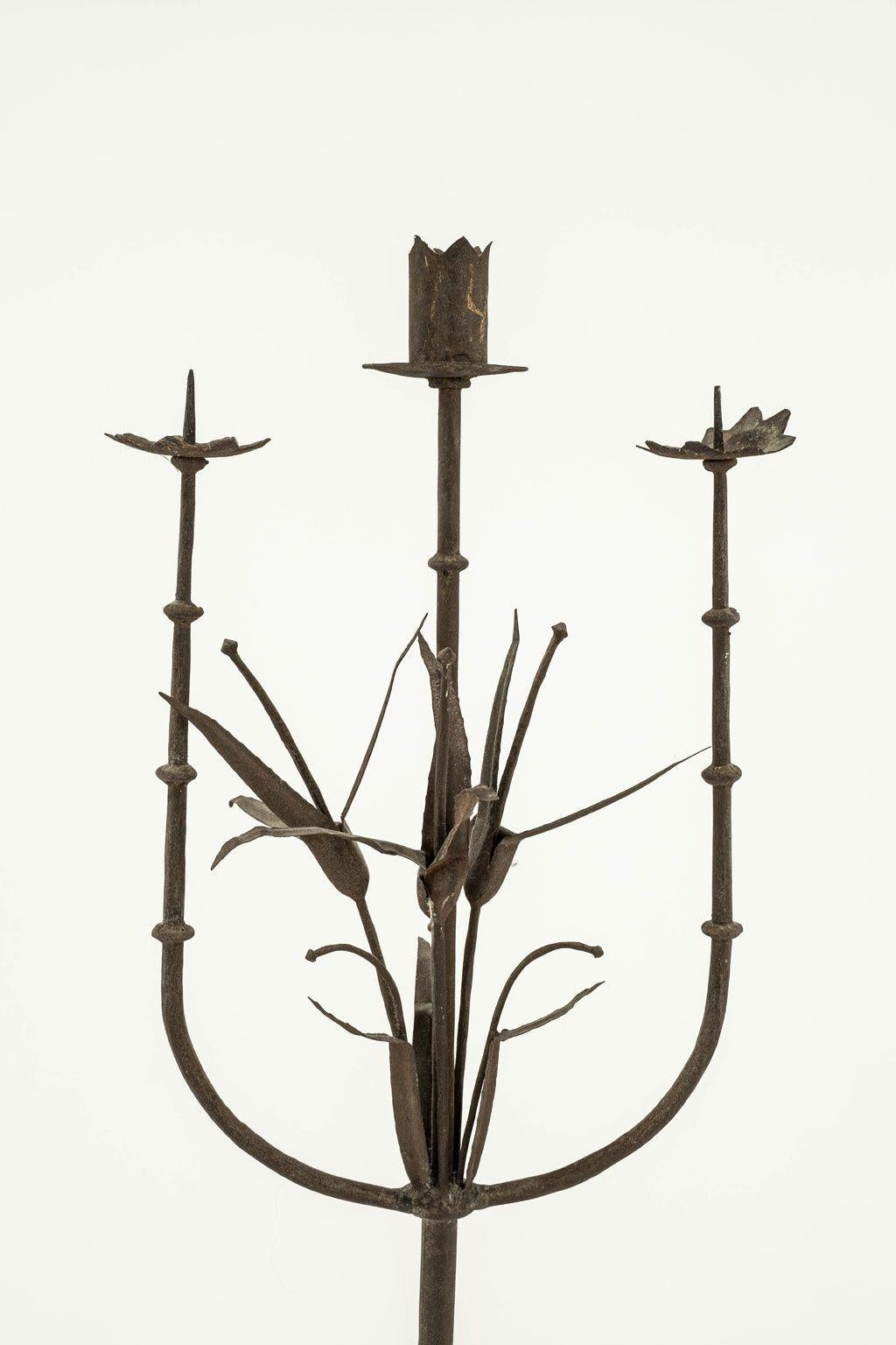 French Provincial Italian Forged Iron Candelabra
