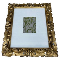 Italian Fortuny Fabric Textile Fragment in Florentine Gold Gilt Frame