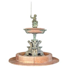 Antique Italian Fountain in Napoleon III Style, in Verona Marble and Bronze