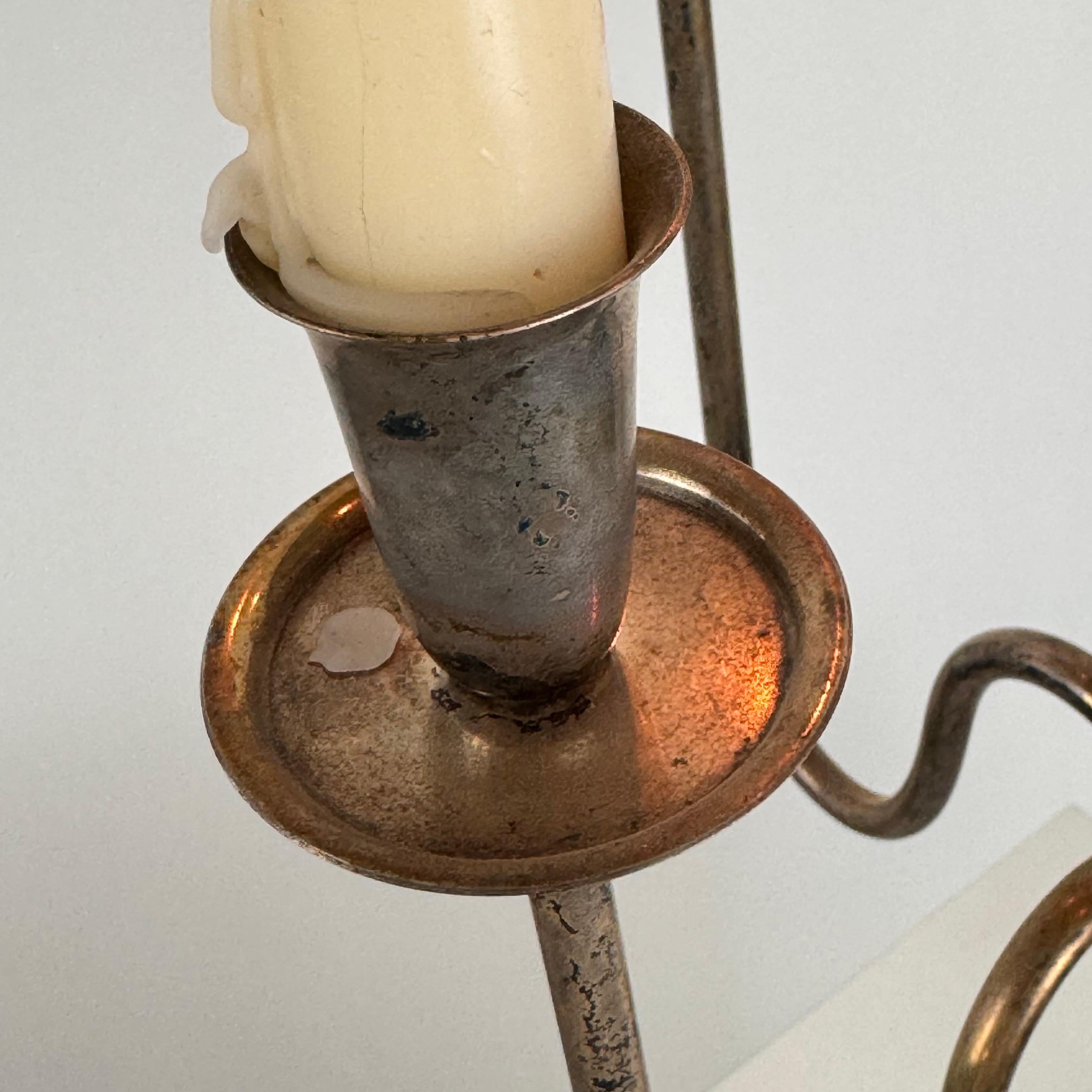 Italian Four-Arm Silverplate Candelabrum with Authentic Patina, 1930s For Sale 2