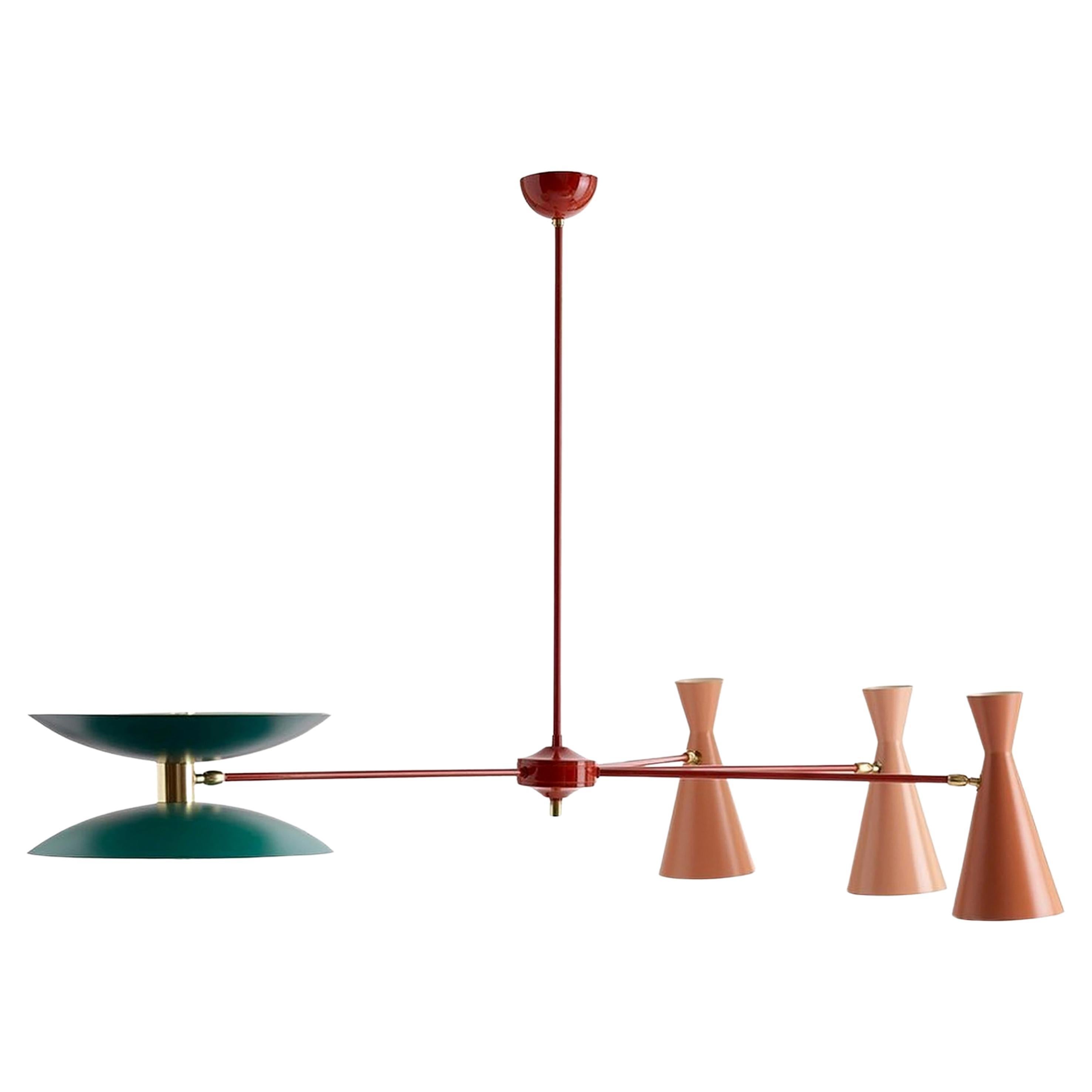 Italian Four Arms Asymmetrical Brass Chandelier