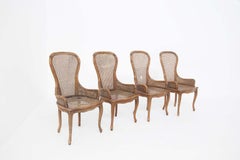 Italian Four Chairs by Giorgetti in Imitation Bamboo and Rattan
