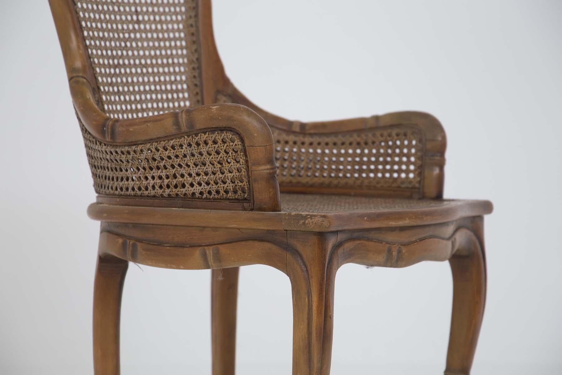 Italian Four Chairs by Giorgetti in Imitation Bamboo and Rattan In Fair Condition For Sale In Milano, IT