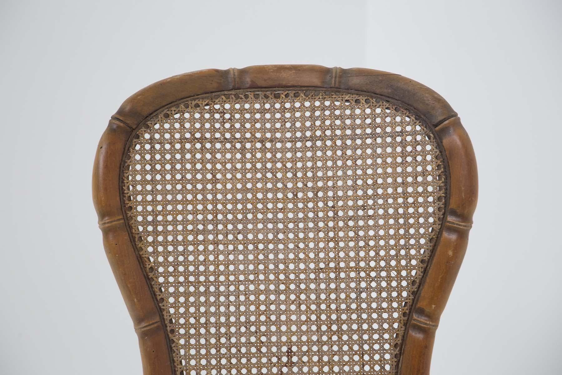 Rotin Quatre chaises italiennes de Giorgetti en bambou et rotin Imitation en vente