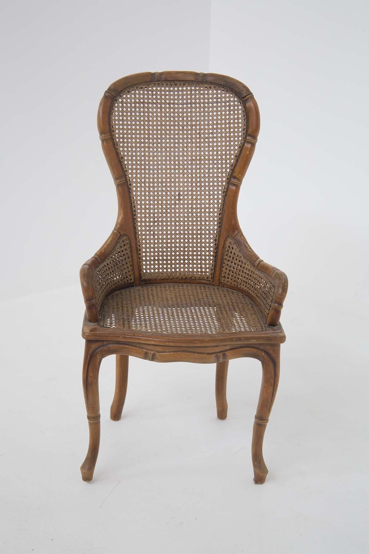 Quatre chaises italiennes de Giorgetti en bambou et rotin Imitation en vente 2