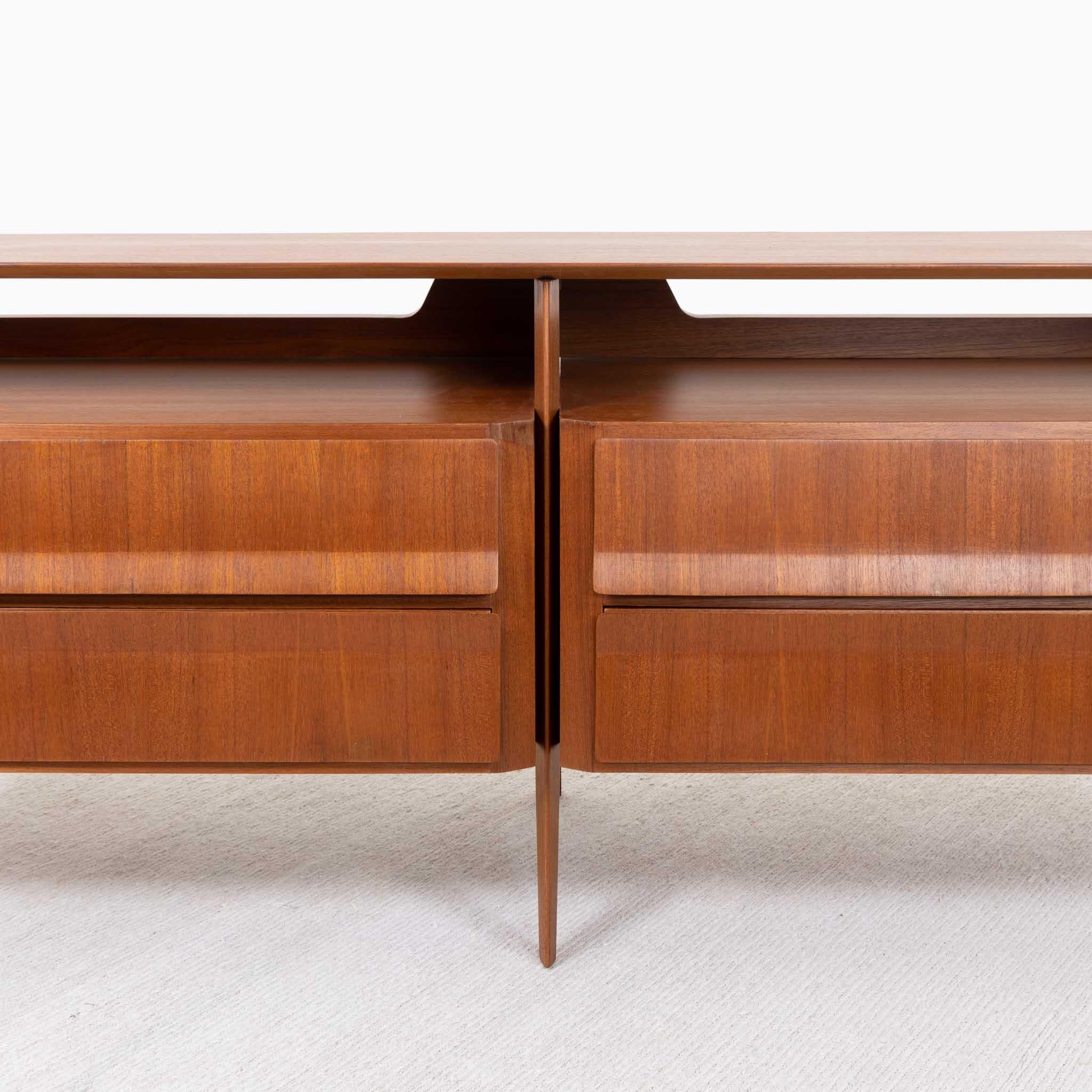 Polished Mid-Century Sideboard or Dresser, four drawers, Italy 1950s For Sale