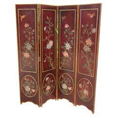 Italian Four Panel Flowers and Birds Room Divider/Screen