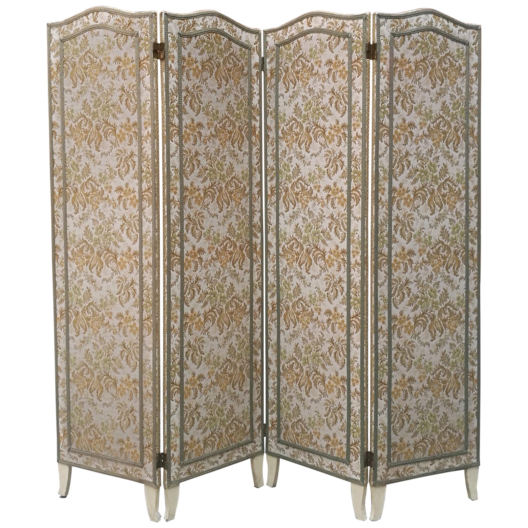 Italian four-wing floral fabric screen, 1940s