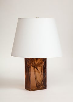 Italian Fractured Amber Lucite Table Lamp