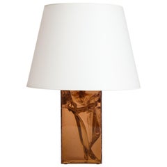 Italian Fractured Amber Lucite Table Lamp