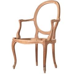 Italian Frame Hand-Carved Open Armchair