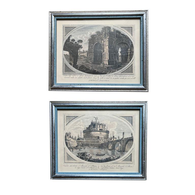 Italian Framed Lithograph Prints or Etchings - A Pair by Borghese  For Sale 3