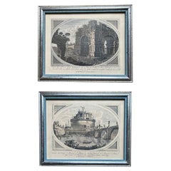 Italian Framed Lithograph Prints or Etchings - A Pair by Borghese 