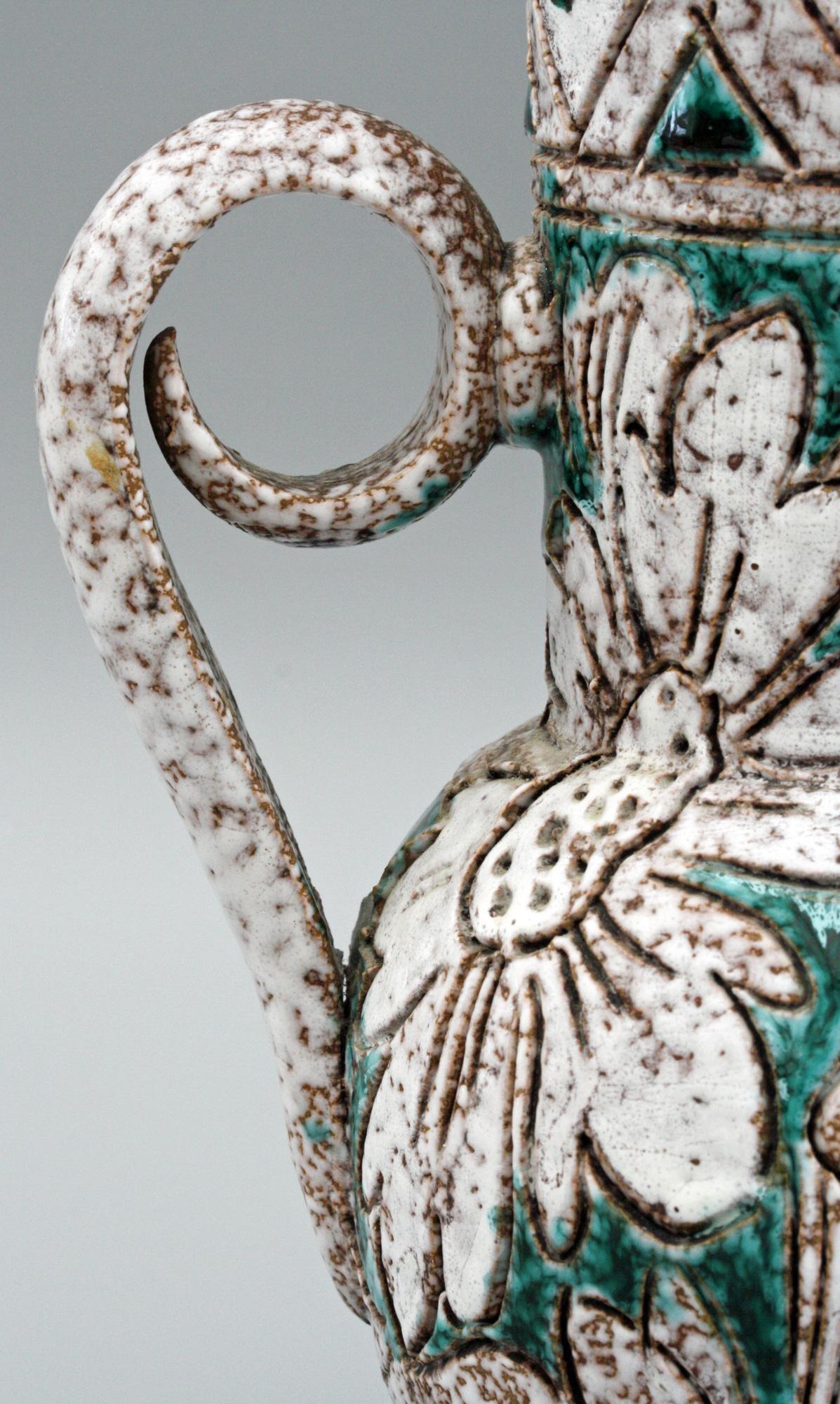 Italian Fratelli Fanciullacci Attributed Mid Century Art Pottery Sgraffito Vase For Sale 1