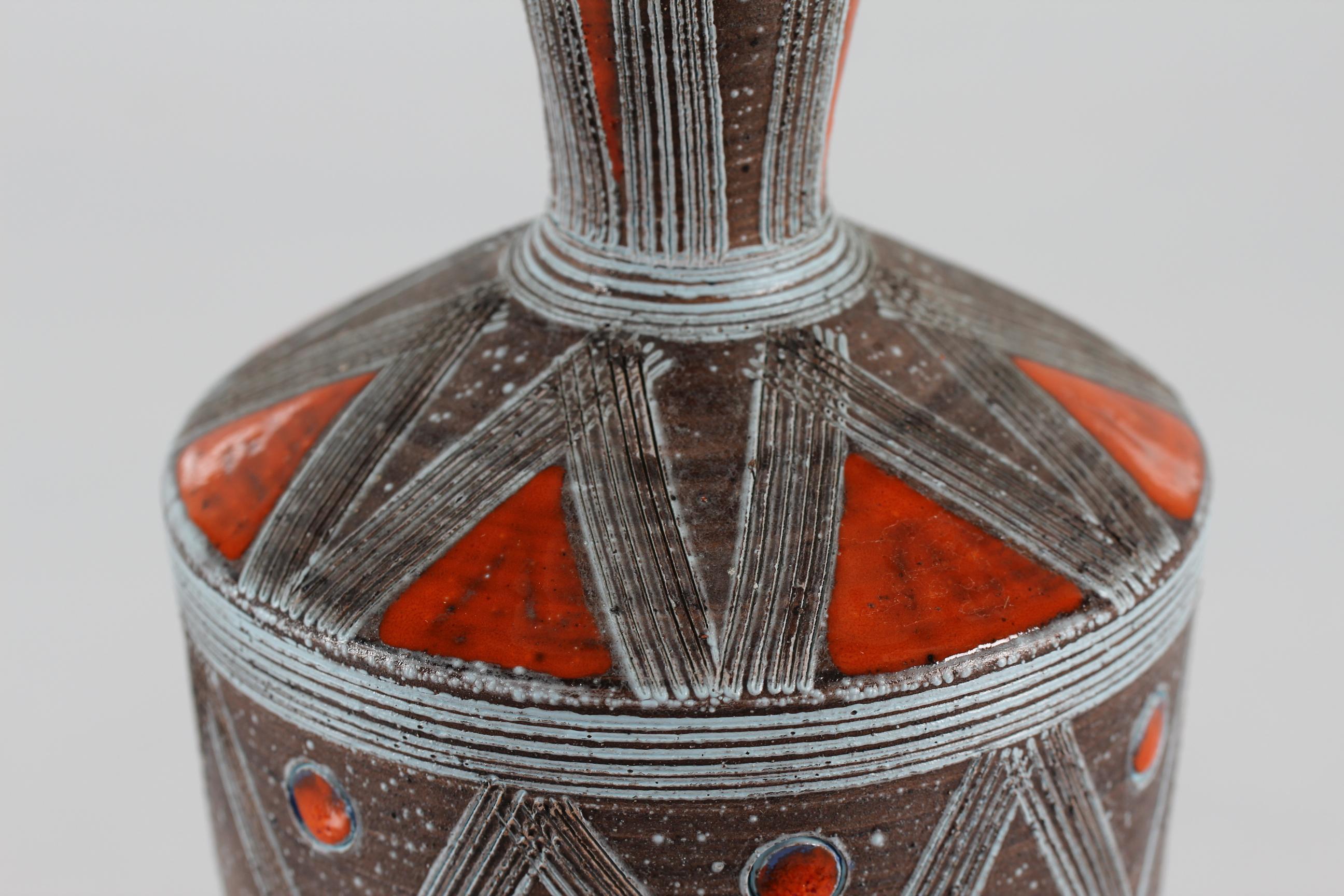 Ceramic vase in classic shape by Italian Fratelli Fanciullacci model no. 8636

The vase has patterns of triangles and squares. Partly unglazed with the structure of the raw ceramic and partly glazed in bright orange color.

 