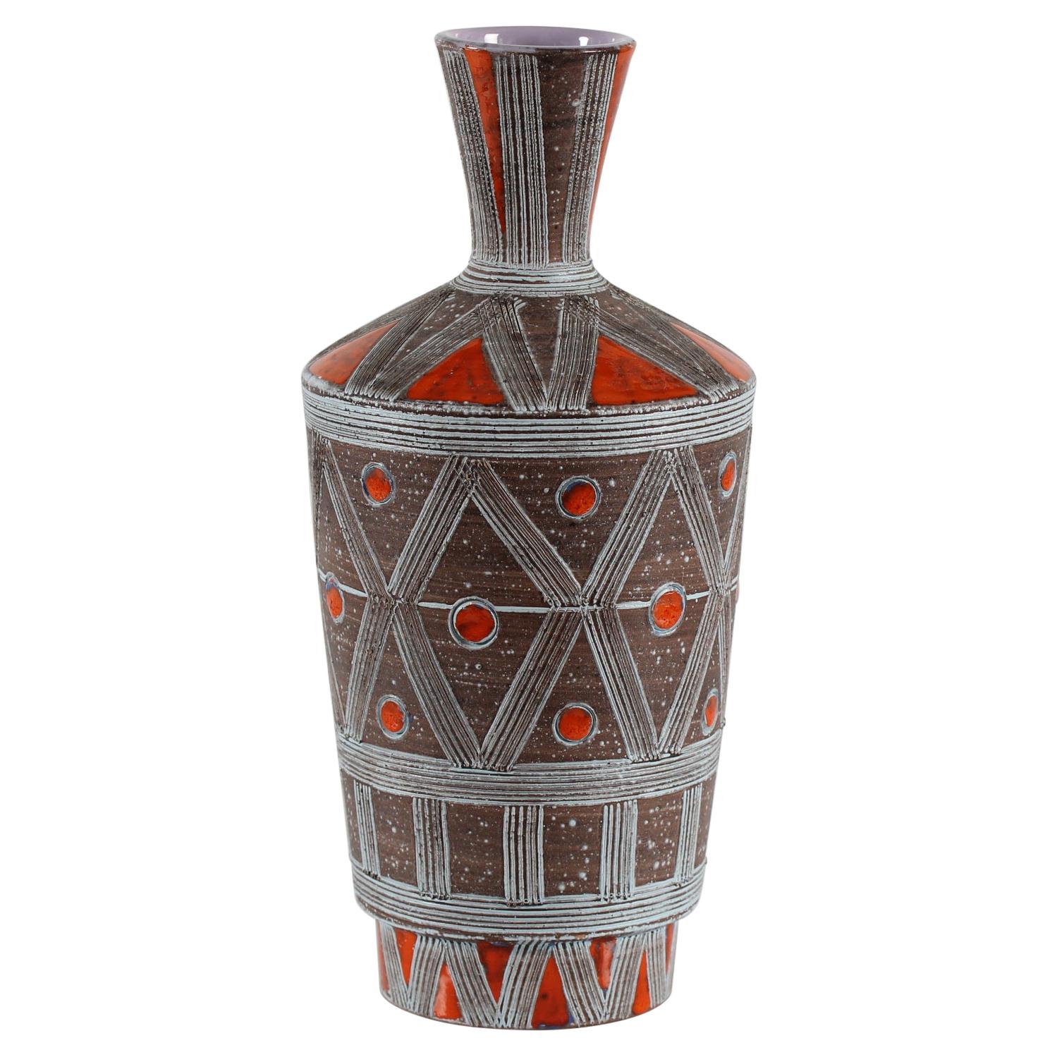 Italian Fratelli Fanciullacci Ceramic Vase with Geometric Design Mid-Century