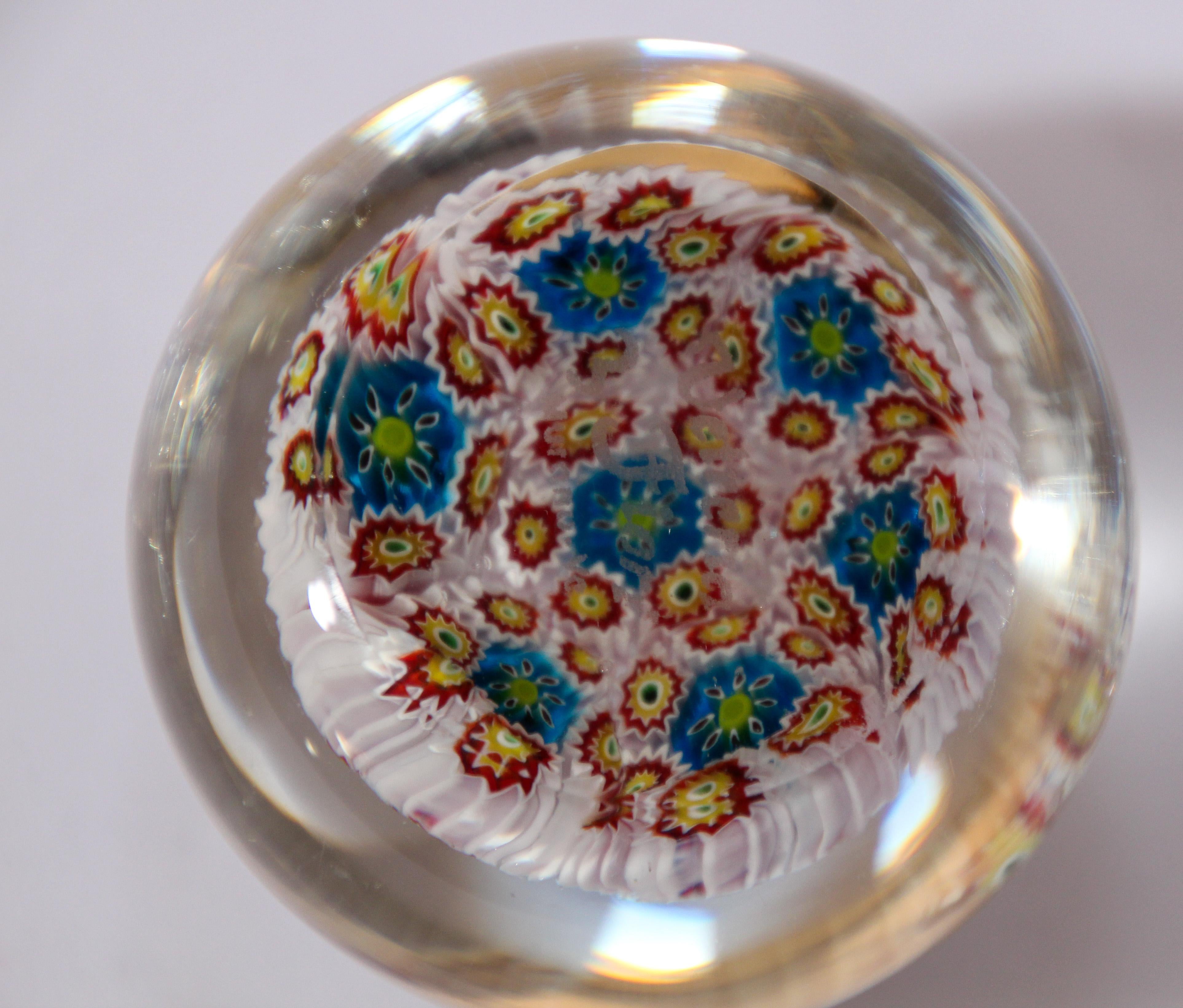 Modern Italian Vetreria Murano Venini Art Glass Millefiori Collectable Paperweight