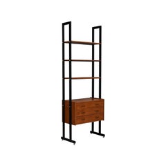 Italian Free-Standing Teak Bookcase with Brass Details, Midcentury, 1950s
