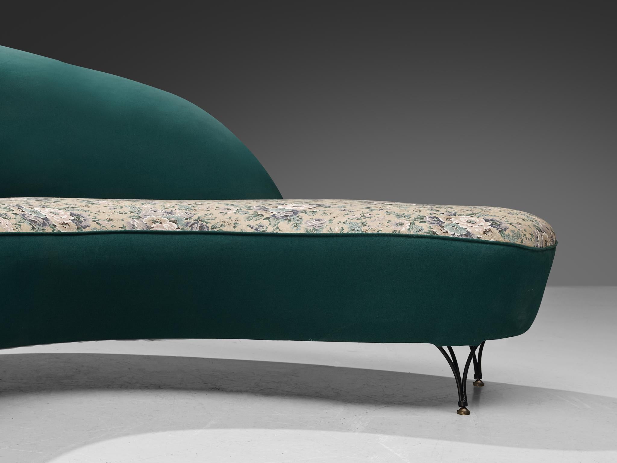 Italian Freeform Curved Sofa in Green Upholstery In Good Condition In Waalwijk, NL