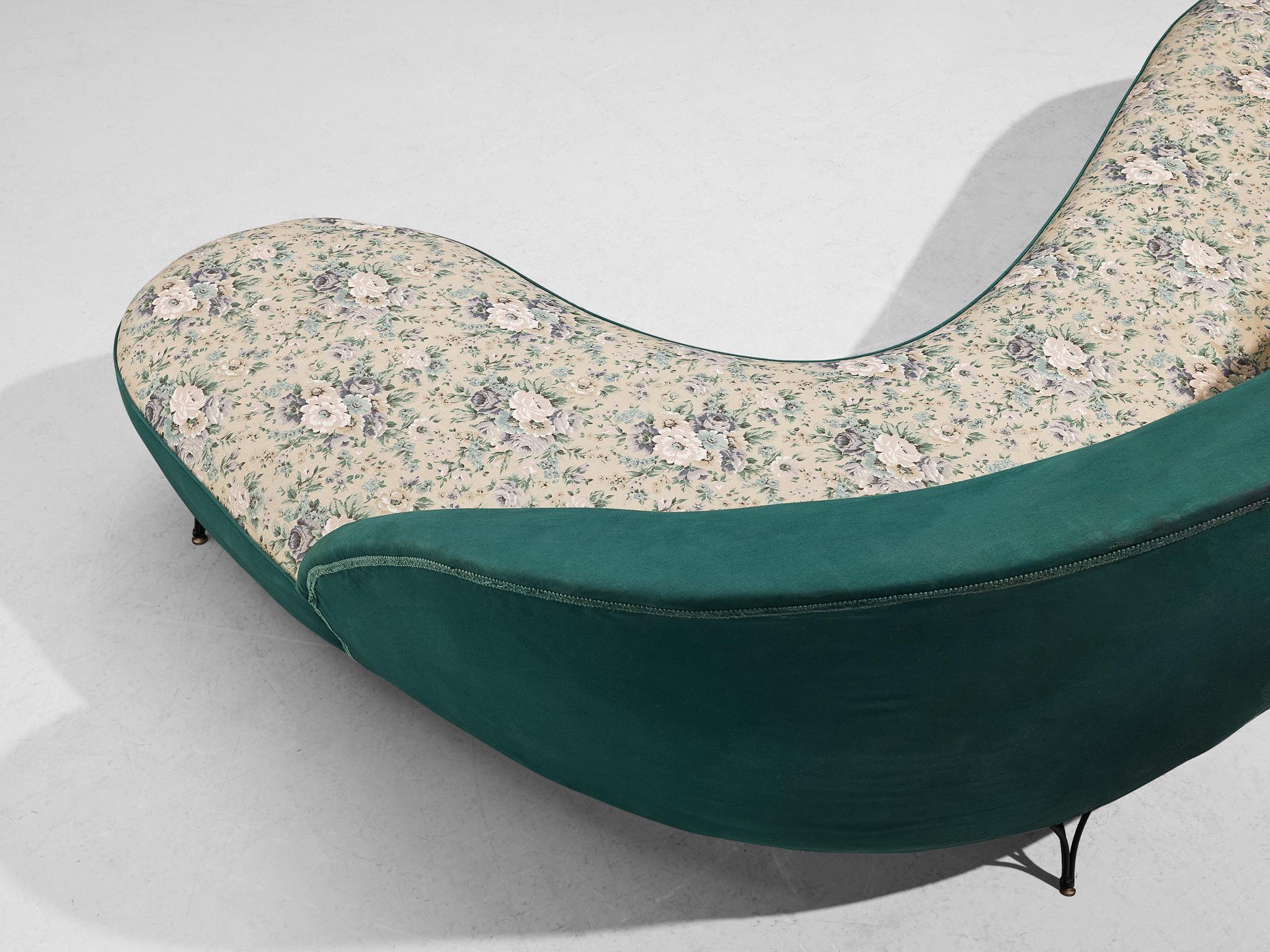 Italian Freeform Curved Sofa in Green Upholstery 3