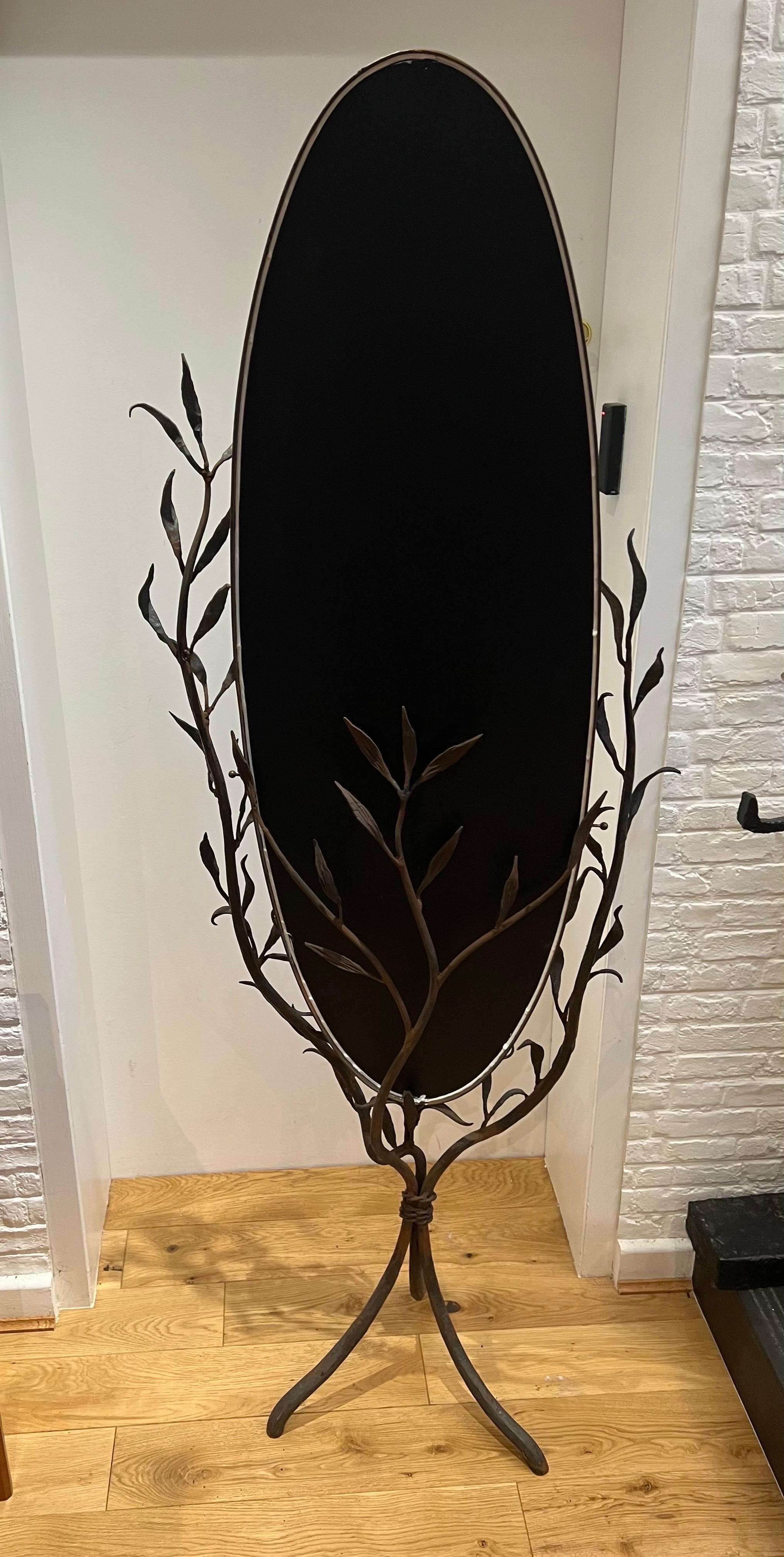 Italian Freestanding Metal Leaf  Design Vanity Mirror  2