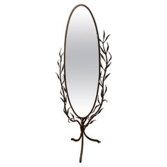 Italian Freestanding Metal Leaf  Design Vanity Mirror