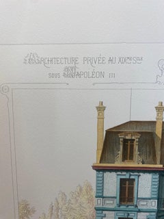 Italian French Architecture Priveè by Cesar Daly Hand Painted Print 1 of 2