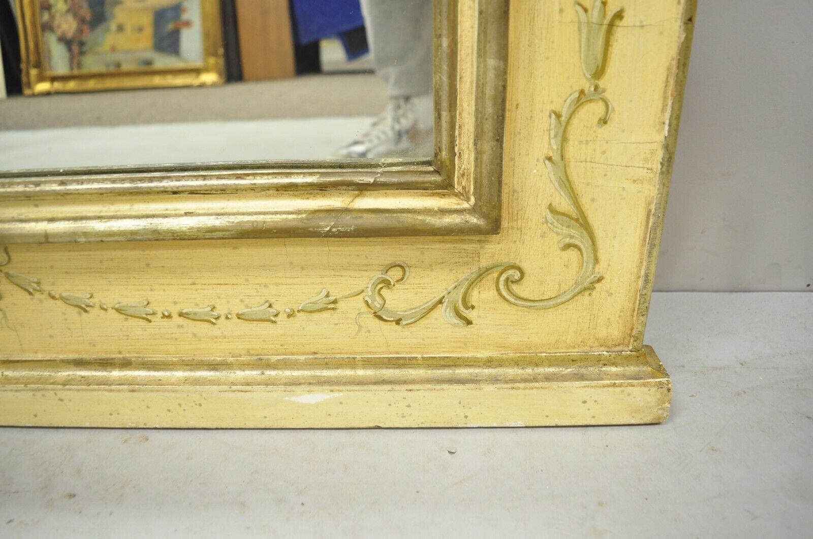 Italian French Provincial Giltwood Handpainted Trumeau Console Hall Mirror For Sale 6