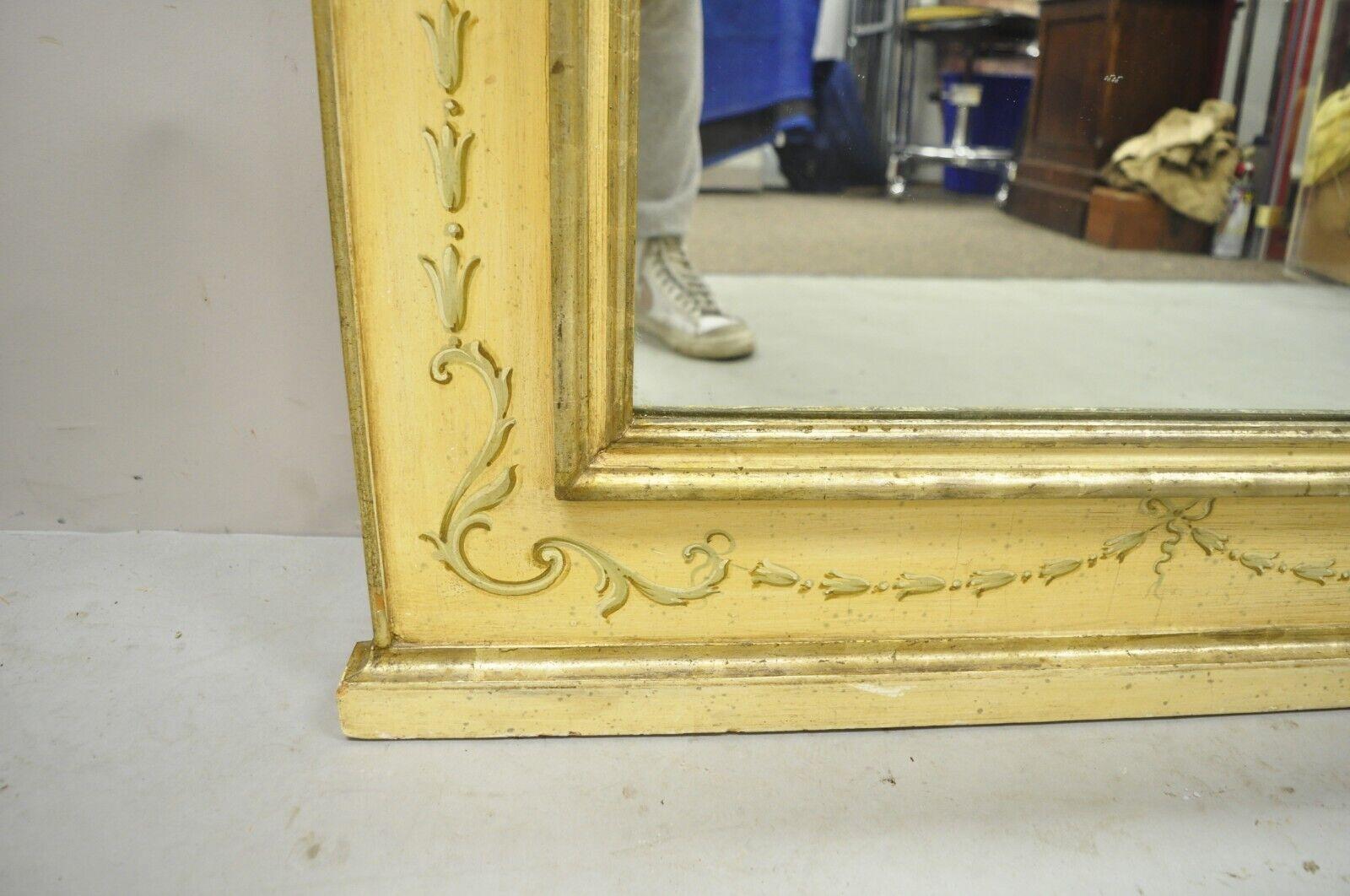 Italian French Provincial Giltwood Handpainted Trumeau Console Hall Mirror For Sale 7