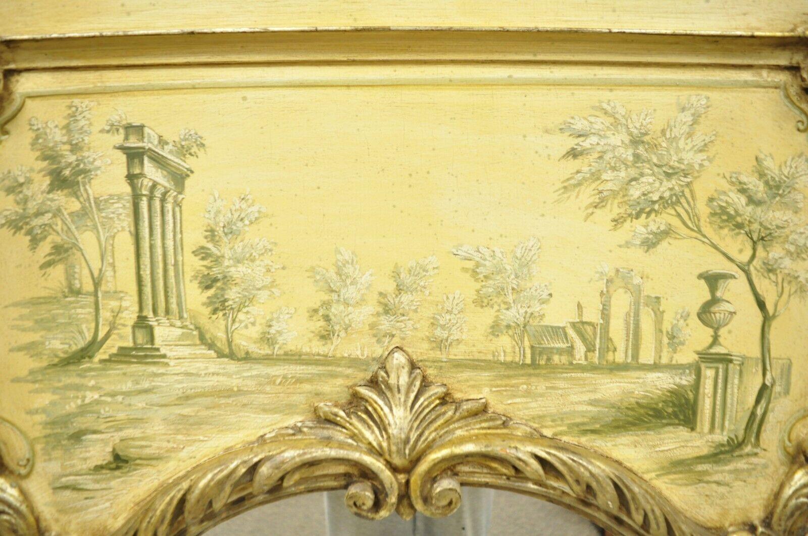 Doré Miroir de salle à console Trumeau en bois doré peint à la main en vente