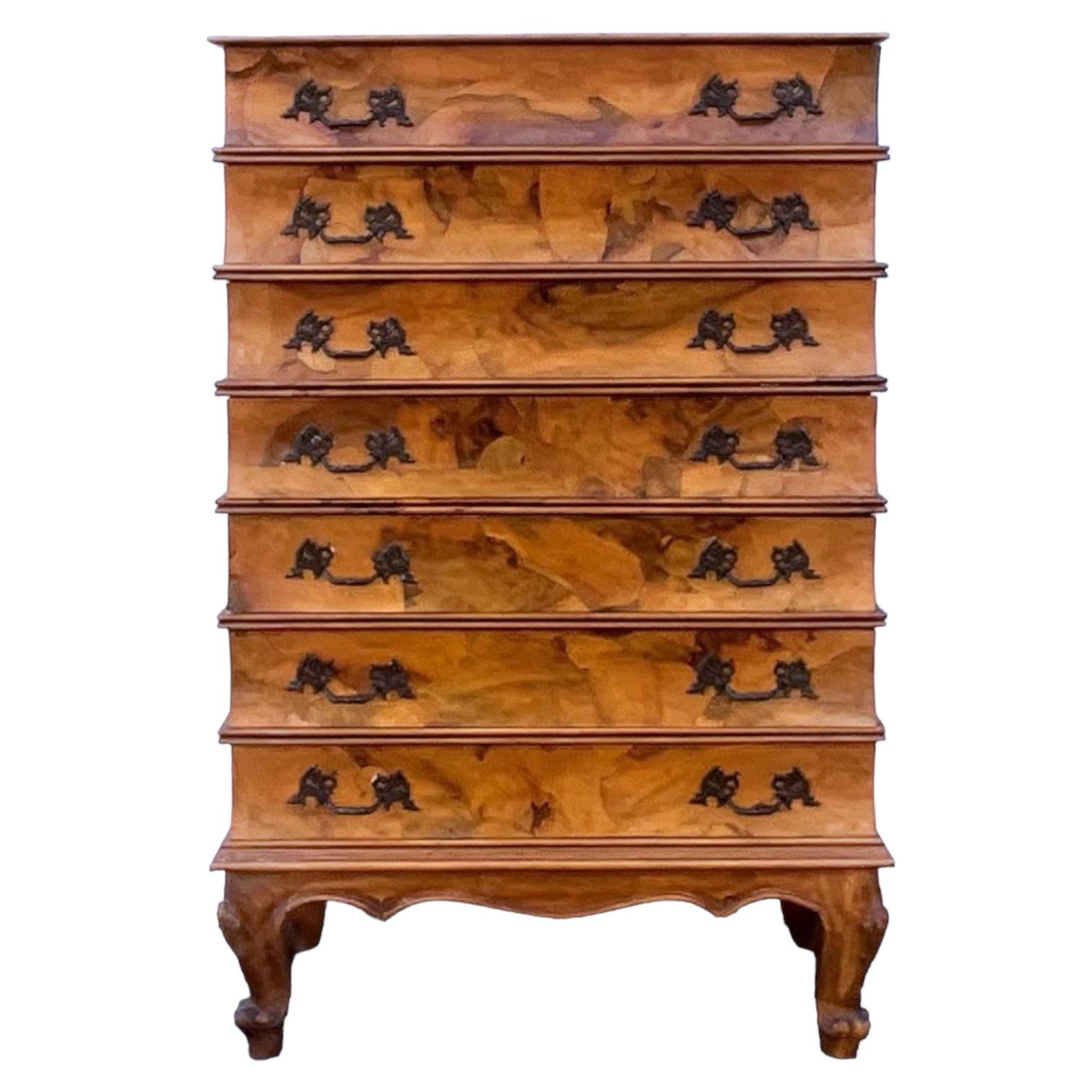 Italian French Style Faux Book Burl Wood Chest / Table / Jewelry Casket 1