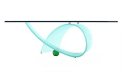 Italian Frosted Glass Ribbon Base Square Glass Top Rectangle Coffee Table MINT!